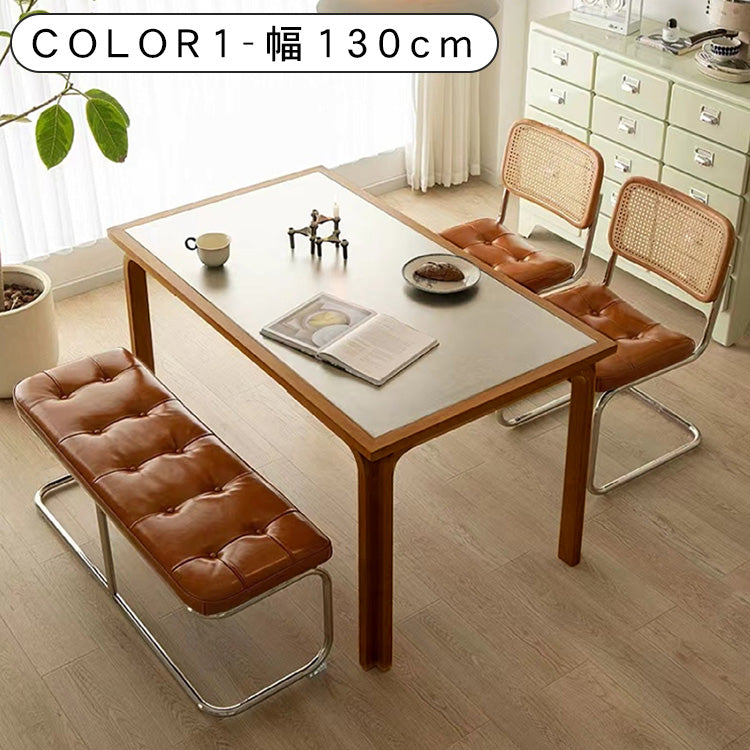 ヴィンテージ無垢材セラミック天板ダイニングテーブル 長方形 中古風セット hjj-3655