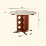 ラウンド セラミック天板 ダイニングテーブル 小型家庭用 ステンレス脚 北欧フレンチヴィンテージ風 無垢材 中古調 丸テーブル hjj-3659