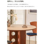 ラウンド セラミック天板 ダイニングテーブル 小型家庭用 ステンレス脚 北欧フレンチヴィンテージ風 無垢材 中古調 丸テーブル hjj-3659