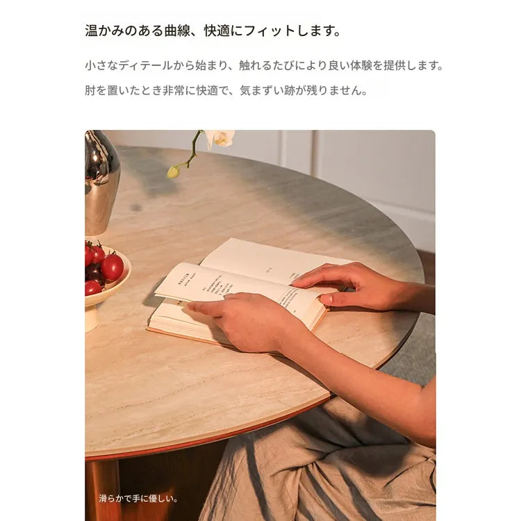 ラウンド セラミック天板 ダイニングテーブル 小型家庭用 ステンレス脚 北欧フレンチヴィンテージ風 無垢材 中古調 丸テーブル hjj-3659