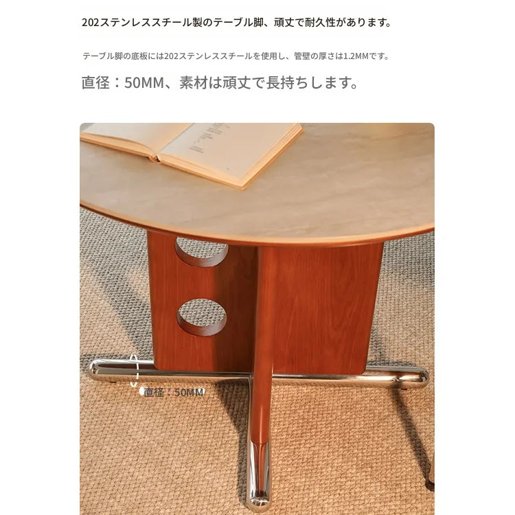 ラウンド セラミック天板 ダイニングテーブル 小型家庭用 ステンレス脚 北欧フレンチヴィンテージ風 無垢材 中古調 丸テーブル hjj-3659