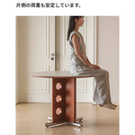 ラウンド セラミック天板 ダイニングテーブル 小型家庭用 ステンレス脚 北欧フレンチヴィンテージ風 無垢材 中古調 丸テーブル hjj-3659