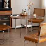 無垢材ラウンドダイニングテーブル ヴィンテージ 北欧風 ステンレス脚 hjj-3660