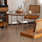 無垢材ラウンドダイニングテーブル ヴィンテージ 北欧風 ステンレス脚 hjj-3660