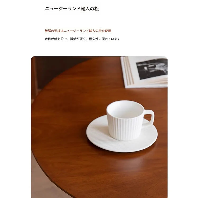 無垢材ラウンドダイニングテーブル ヴィンテージ 北欧風 ステンレス脚 hjj-3660