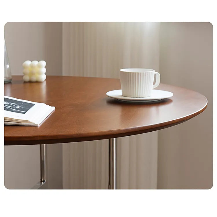 無垢材ラウンドダイニングテーブル ヴィンテージ 北欧風 ステンレス脚 hjj-3660