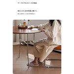 無垢材ラウンドダイニングテーブル ヴィンテージ 北欧風 ステンレス脚 hjj-3660