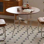 無垢材ラウンドダイニングテーブル ヴィンテージ 北欧風 ステンレス脚 hjj-3660