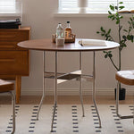 無垢材ラウンドダイニングテーブル ヴィンテージ 北欧風 ステンレス脚 hjj-3660