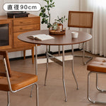 無垢材ラウンドダイニングテーブル ヴィンテージ 北欧風 ステンレス脚 hjj-3660