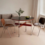 セラミック天板ラウンドテーブルヴィンテージ 無垢材 ステンレス脚 hjj-3662