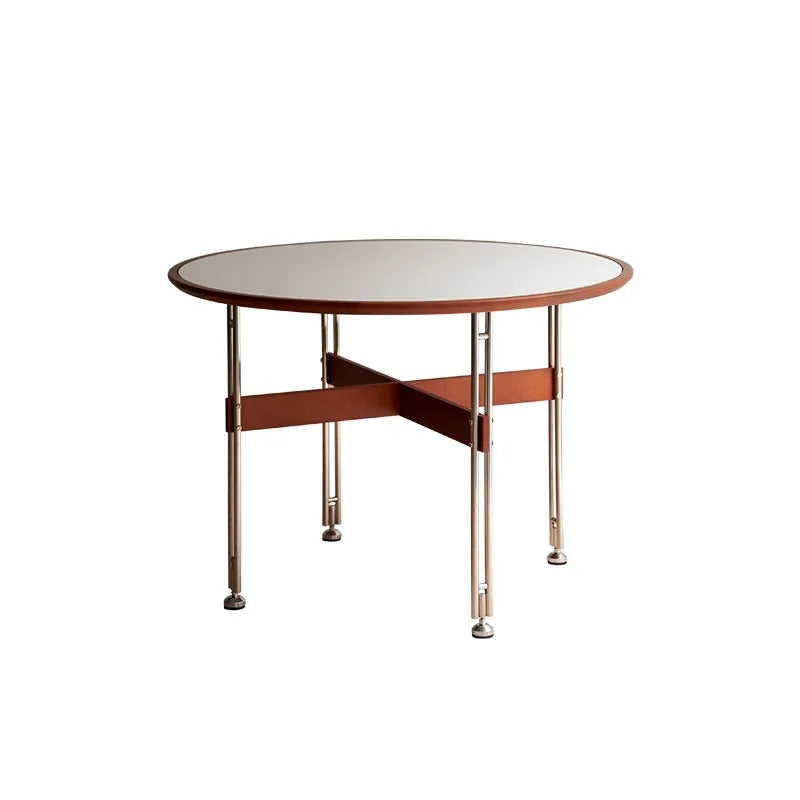 セラミック天板ラウンドテーブルヴィンテージ 無垢材 ステンレス脚 hjj-3662