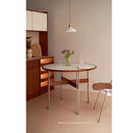 セラミック天板ラウンドテーブルヴィンテージ 無垢材 ステンレス脚 hjj-3662