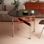 セラミック天板ラウンドテーブルヴィンテージ 無垢材 ステンレス脚 hjj-3662