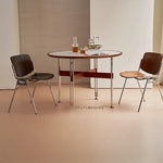 セラミック天板ラウンドテーブルヴィンテージ 無垢材 ステンレス脚 hjj-3662