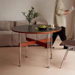 セラミック天板ラウンドテーブルヴィンテージ 無垢材 ステンレス脚 hjj-3662