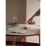 セラミック天板ラウンドテーブルヴィンテージ 無垢材 ステンレス脚 hjj-3662