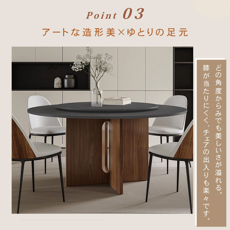 ヴィンテージ侘寂風 無垢材ラウンドテーブル モダン セラミック天板 イタリアンスタイル hjj-3663