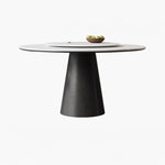 無垢材ラウンドテーブル 回転式 モダンミニマル セラミック天板 マットホワイト イタリアンデザイン hjj-3664