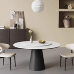 無垢材ラウンドテーブル 回転式 モダンミニマル セラミック天板 マットホワイト イタリアンデザイン hjj-3664
