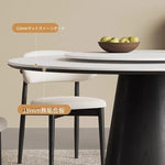 無垢材ラウンドテーブル 回転式 モダンミニマル セラミック天板 マットホワイト イタリアンデザイン hjj-3664