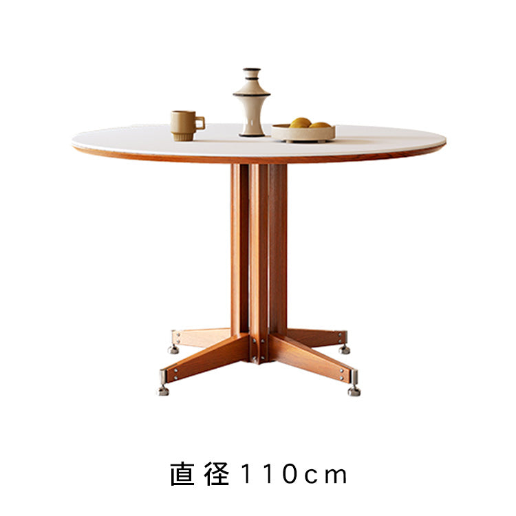 ヴィンテージ風セラミック天板ダイニングテーブル 小さめサイズ フレンチ円形テーブル モダン シンプル hjj-3665