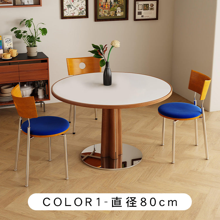 円形ヴィンテージ風セラミック天板ダイニングテーブル 北欧ナチュラル 小さめサイズ 無垢材 モダン シンプルhjj-3667