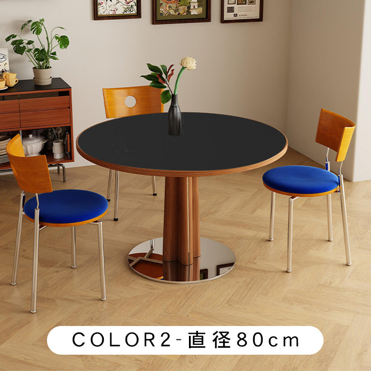 円形ヴィンテージ風セラミック天板ダイニングテーブル 北欧ナチュラル 小さめサイズ 無垢材 モダン シンプルhjj-3667