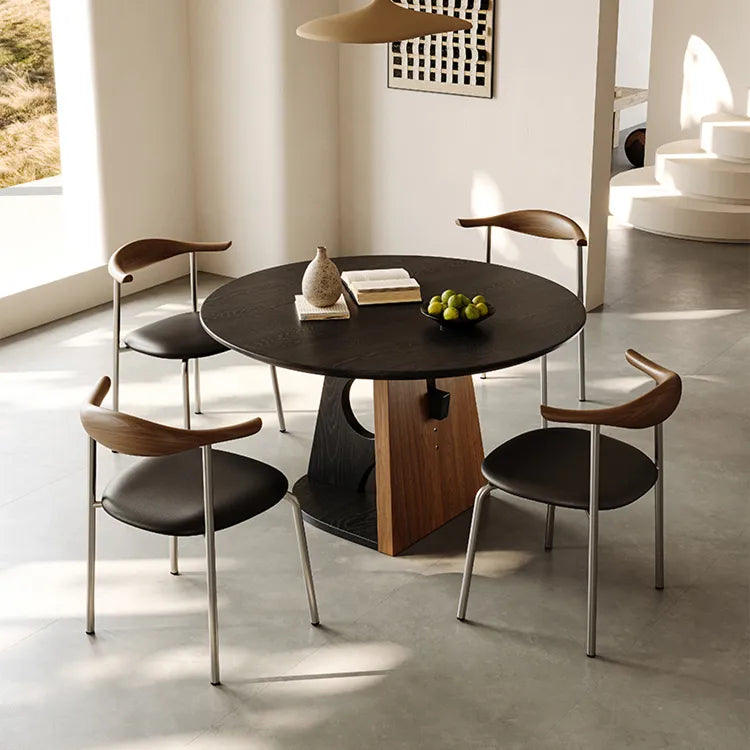 フレンチヴィンテージ風 円形ダイニングテーブル 天然木 中古風 小さめサイズ hjj-3669