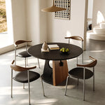 フレンチヴィンテージ風 円形ダイニングテーブル 天然木 中古風 小さめサイズ hjj-3669