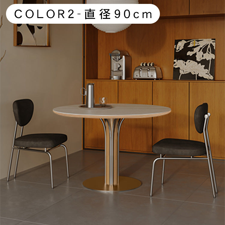 リングデザイン円形ヴィンテージ風セラミック天板ダイニングテーブル 中古調 小さめサイズ レトロモダン hjj-3670