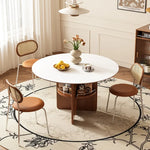 黄楊木調 中古風 円形セラミック天板 ダイニングテーブル ステンレス脚 リビング向け hjj-3672