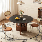 黄楊木調 中古風 円形セラミック天板 ダイニングテーブル ステンレス脚 リビング向け hjj-3672