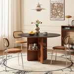 黄楊木調 中古風 円形セラミック天板 ダイニングテーブル ステンレス脚 リビング向け hjj-3672