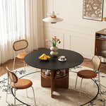 黄楊木調 中古風 円形セラミック天板 ダイニングテーブル ステンレス脚 リビング向け hjj-3672