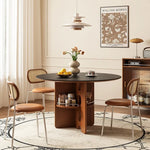 黄楊木調 中古風 円形セラミック天板 ダイニングテーブル ステンレス脚 リビング向け hjj-3672