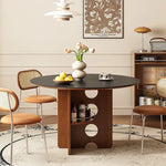 黄楊木調 中古風 円形セラミック天板 ダイニングテーブル ステンレス脚 リビング向け hjj-3672