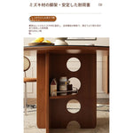 黄楊木調 中古風 円形セラミック天板 ダイニングテーブル ステンレス脚 リビング向け hjj-3672