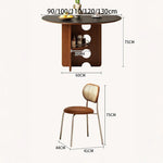 黄楊木調 中古風 円形セラミック天板 ダイニングテーブル ステンレス脚 リビング向け hjj-3672