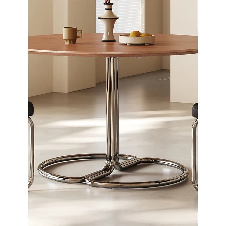 テーブル ライトブラウン 多層板 ステンレス hjj-3674