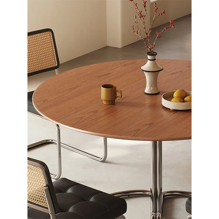 テーブル ライトブラウン 多層板 ステンレス hjj-3674