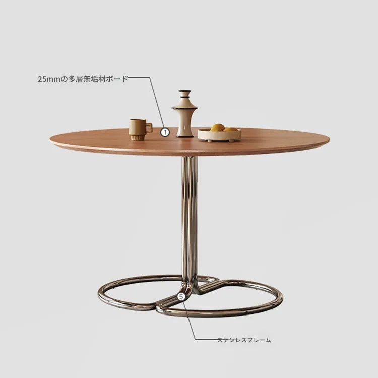 テーブル ライトブラウン 多層板 ステンレス hjj-3674