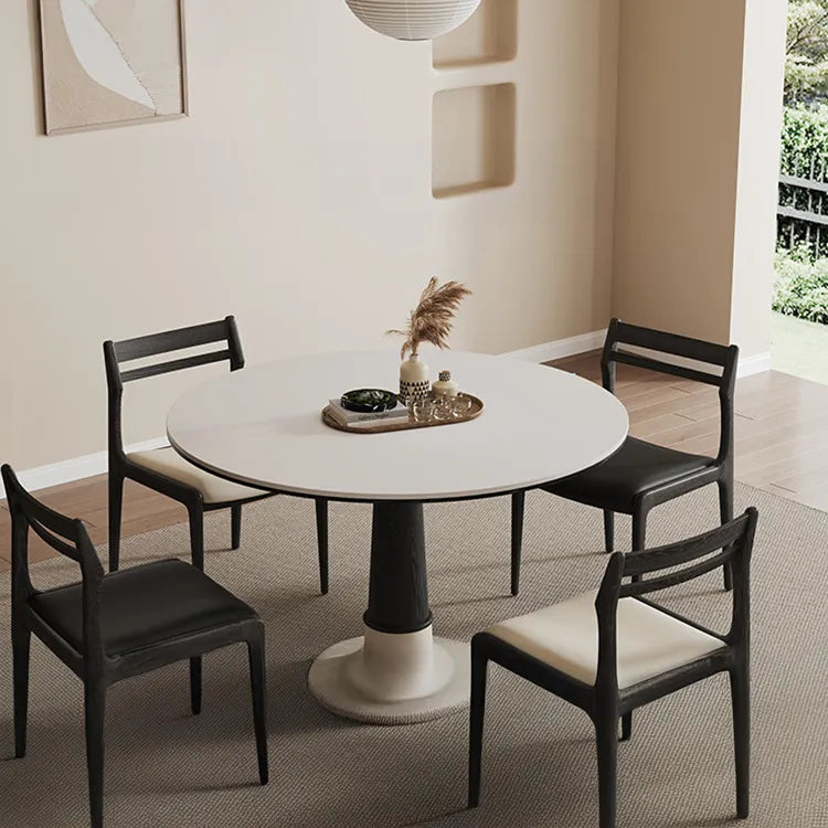 無垢材セラミック天板円形ダイニングテーブル フレンチヴィンテージ風 小さめサイズ リビングダイニング兼用 hjj-3676