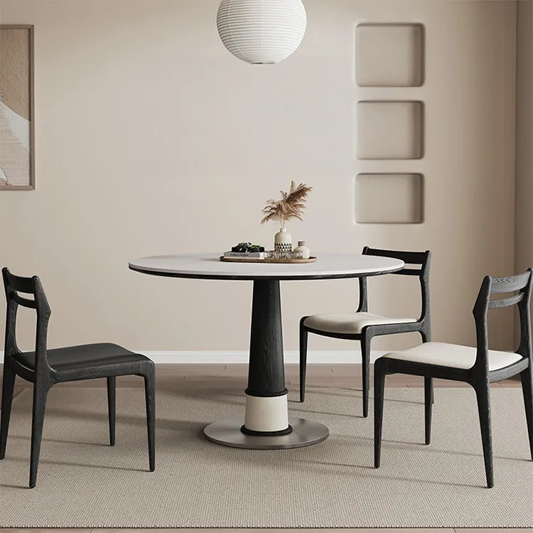 無垢材セラミック天板円形ダイニングテーブル フレンチヴィンテージ風 小さめサイズ リビングダイニング兼用 hjj-3676