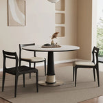 無垢材セラミック天板円形ダイニングテーブル フレンチヴィンテージ風 小さめサイズ リビングダイニング兼用 hjj-3676