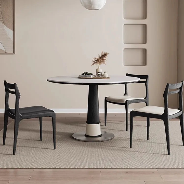 無垢材セラミック天板円形ダイニングテーブル フレンチヴィンテージ風 小さめサイズ リビングダイニング兼用 hjj-3676