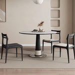 無垢材セラミック天板円形ダイニングテーブル フレンチヴィンテージ風 小さめサイズ リビングダイニング兼用 hjj-3676