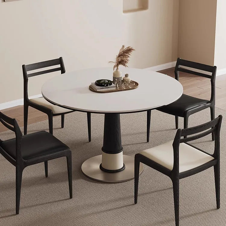 無垢材セラミック天板円形ダイニングテーブル フレンチヴィンテージ風 小さめサイズ リビングダイニング兼用 hjj-3676