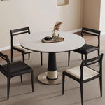 無垢材セラミック天板円形ダイニングテーブル フレンチヴィンテージ風 小さめサイズ リビングダイニング兼用 hjj-3676