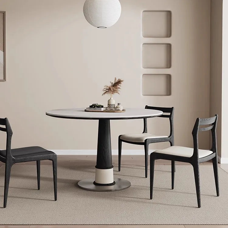 無垢材セラミック天板円形ダイニングテーブル フレンチヴィンテージ風 小さめサイズ リビングダイニング兼用 hjj-3676